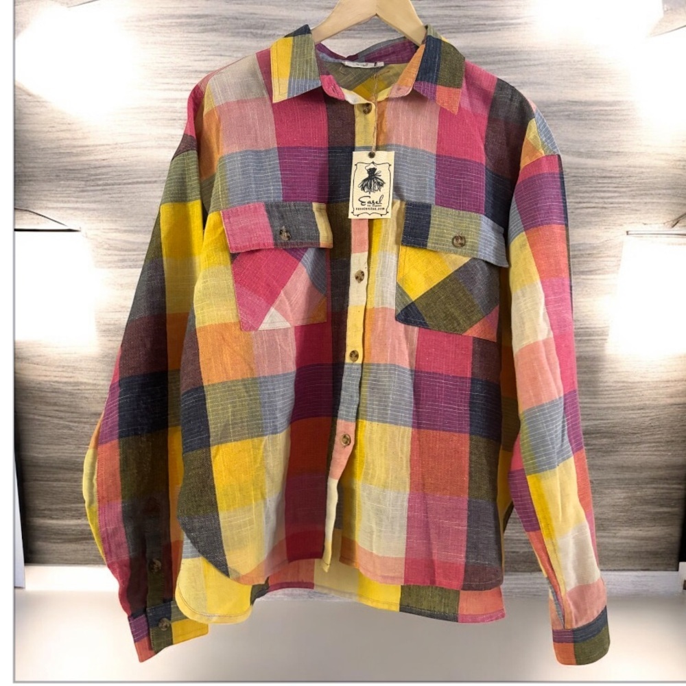 Easel Plaid Button Down Collar Shirt NWT - Picture 3 of 5